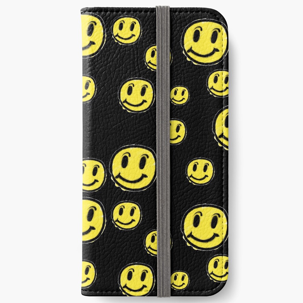 Smiley Face Wallpaper Patern Retro Vintage Design Iphone Wallet For Sale By D Shirt More Redbubble