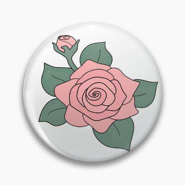 Item preview, Pink Rose,  simple illustration, with green leaves and bud, white background designed and sold by nutmegfairy.