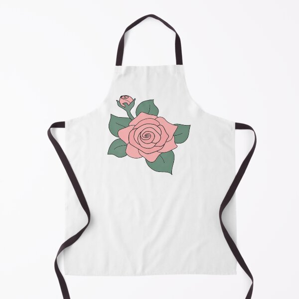 Item preview, Pink Rose, simple illustration, with green leaves and bud, white background designed and sold by nutmegfairy.