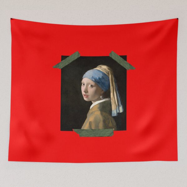 Item preview, Girl With A Pearl Earring Art T-Shirt Taped Design designed and sold by D-Shirt-More.