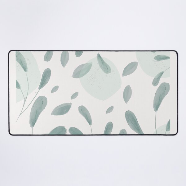 Calm Watercolor Leaves Desk Mat