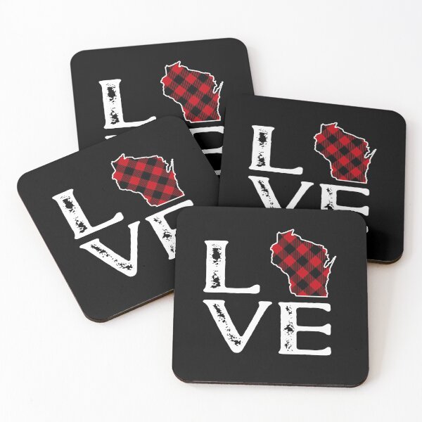 Item preview, Love Wisconsin - Wisconsin State Outline Red Black Checked designed and sold by ZiesMerch.