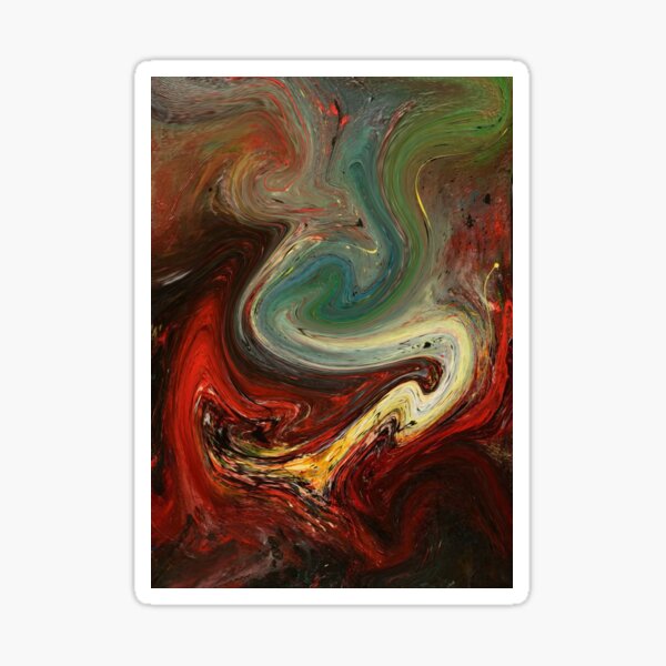 Red Green Fluid Marble Colorful Holographic Abstract Present For Artist Friend Sticker