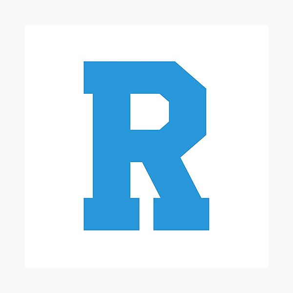 alphabet blue r sports letter r photographic print by thecultstuff redbubble