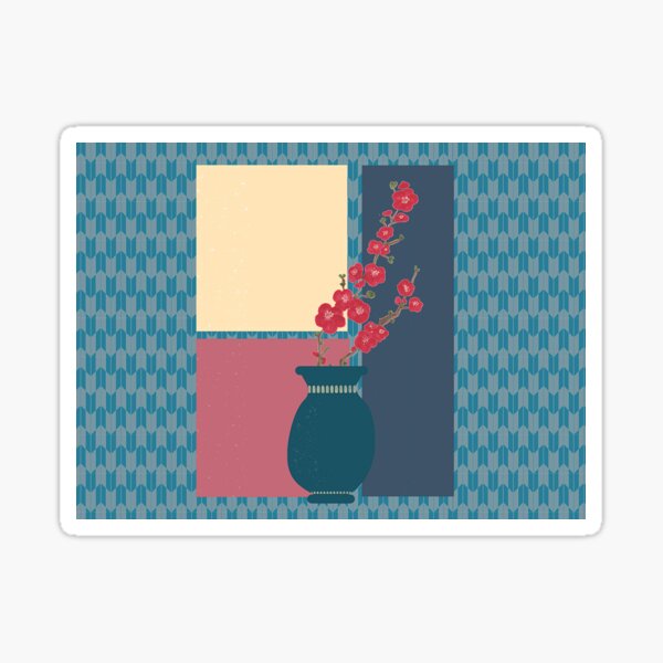 Window 3 | At Dusk | Inside a Window with Camellia Flowers Sticker