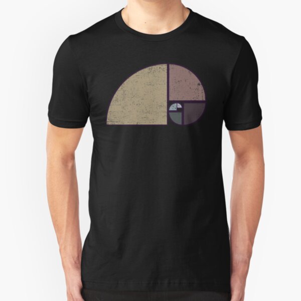 Fibonacci - The Golden Spiral in Geometry with Earth tones Slim Fit T-Shirt