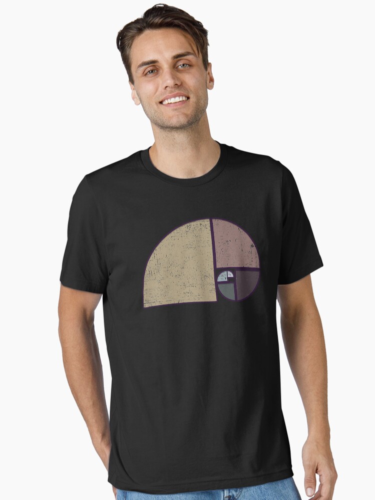 Thumbnail 1 of 7, Essential T-Shirt, Fibonacci - The Golden Spiral in Geometry with Earth tones designed and sold by ddtk.