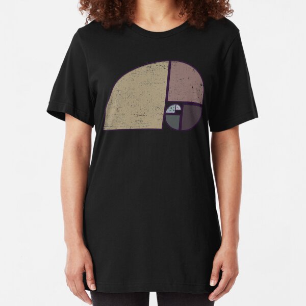Fibonacci - The Golden Spiral in Geometry with Earth tones Slim Fit T-Shirt