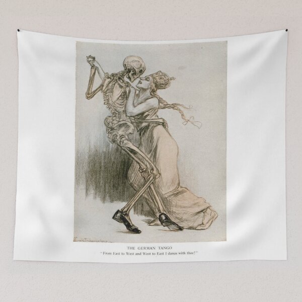 Item preview, Vintage Skeleton Dancing with Woman Illustration  designed and sold by Bellathewilde.