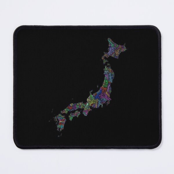 Item preview, Japan River Basin Map in Rainbow Colours with Black Background designed and sold by GrasshopperGeo.