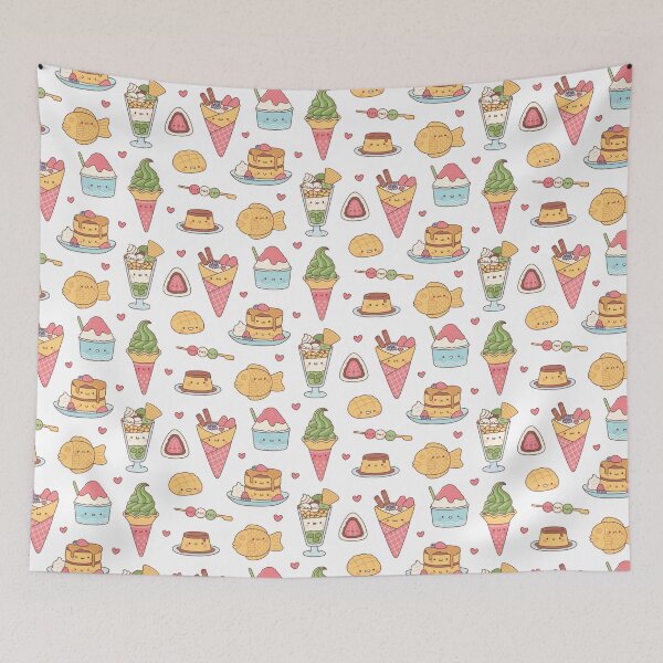 Item preview, Cute Japanese Desserts Doodle Pattern designed and sold by rustydoodle.