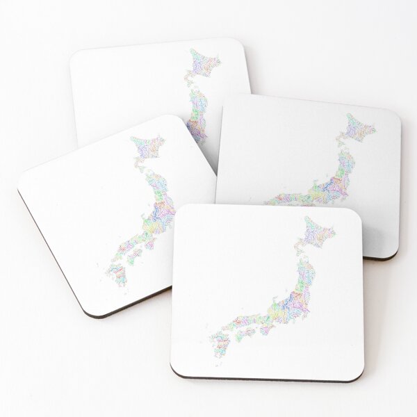 Item preview, Japan River Basin Map in Rainbow Colours with Wgite Background designed and sold by GrasshopperGeo.