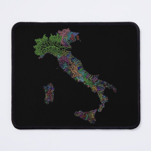 Item preview, Italy River Basin Map in Rainbow Colours with Black Background designed and sold by GrasshopperGeo.