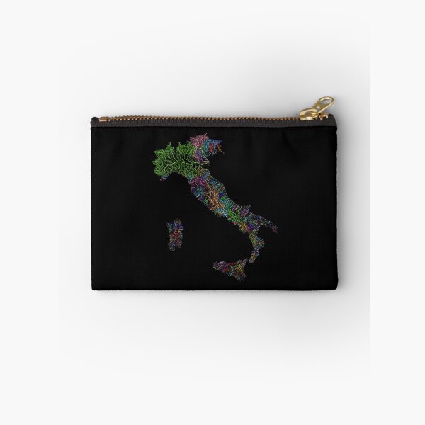 Item preview, Italy River Basin Map in Rainbow Colours with Black Background designed and sold by GrasshopperGeo.