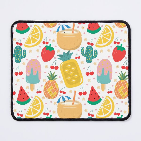 Item preview, Cute Aesthetic Fruits Pattern | Pineapple Lemon Cherry Popsicle Coconut Cactus designed and sold by JooArtPrints  ★★★★★.