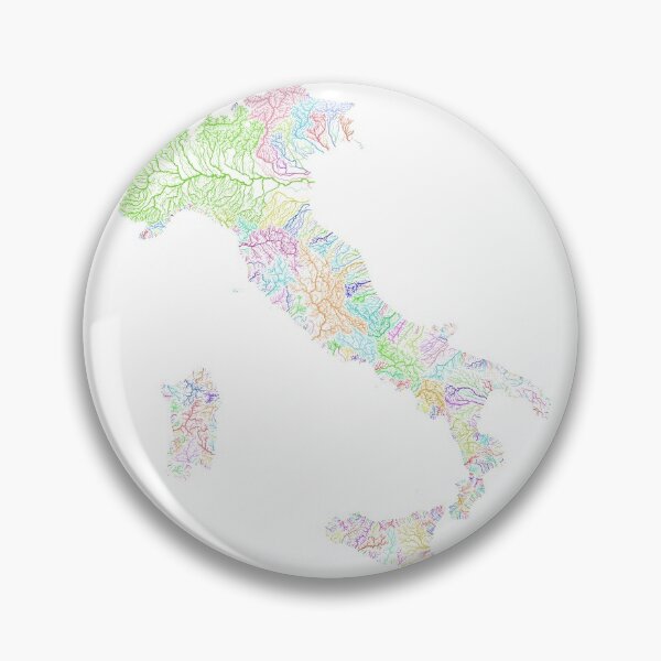 Item preview, Italy River Basin Map in Rainbow Colours with White Background designed and sold by GrasshopperGeo.