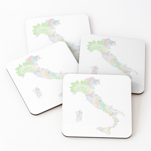 Item preview, Italy River Basin Map in Rainbow Colours with White Background designed and sold by GrasshopperGeo.