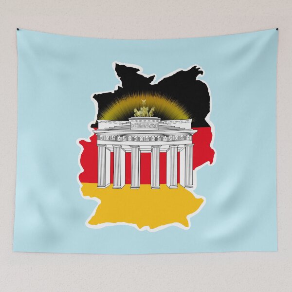Item preview, Germany's country outline & flag color and Bradenburg Gate illustration designed and sold by Kalin-Lyfe.