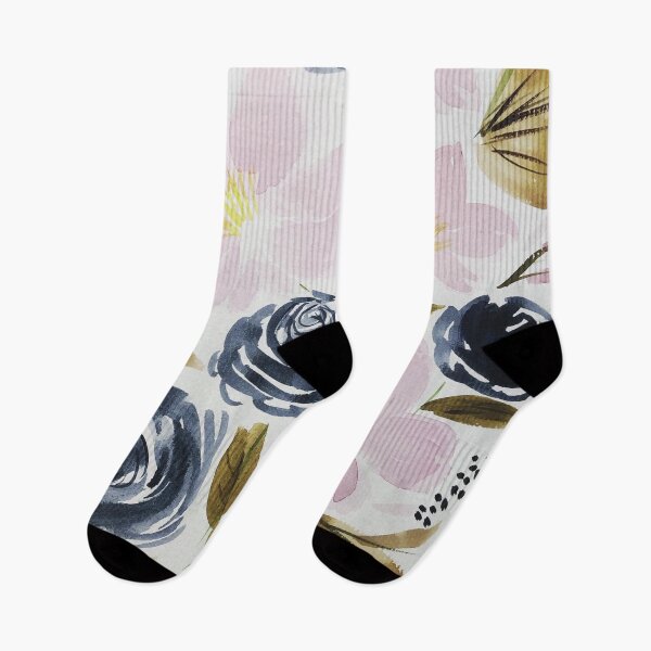 Item preview, Navy and Light Pink Watercolor Florals designed and sold by JuniperWD.