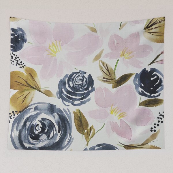 Item preview, Navy and Light Pink Watercolor Florals designed and sold by JuniperWD.