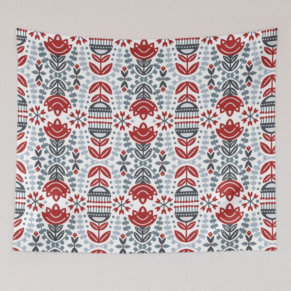 Item preview, Scandinavian vintage traditional floral pattern designed and sold by PG Illustration.