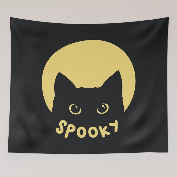 Item preview, Black cat, creepy (spooky). Moon. Funny Halloween motif designed and sold by AllkindofShirts.