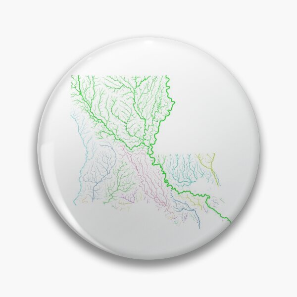Item preview, Louisiana River Basin Map in Rainbow Colours with White Background designed and sold by GrasshopperGeo.