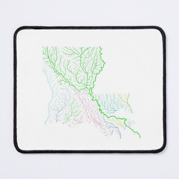 Item preview, Louisiana River Basin Map in Rainbow Colours with White Background designed and sold by GrasshopperGeo.