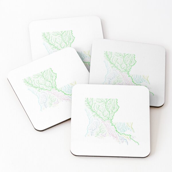 Item preview, Louisiana River Basin Map in Rainbow Colours with White Background designed and sold by GrasshopperGeo.