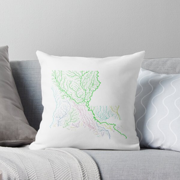 Item preview, Louisiana River Basin Map in Rainbow Colours with White Background designed and sold by GrasshopperGeo.