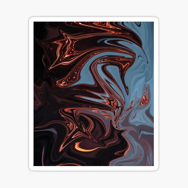 A Fight Between Black Red And Blue Fluid Marble Colorful Holographic Abstract Design Present For Artist Friend Sticker