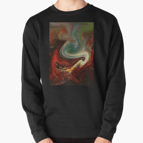 Red Green Fluid Marble Colorful Holographic Abstract Present For Artist Friend Pullover Sweatshirt