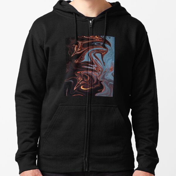 A Fight Between Black Red And Blue Fluid Marble Colorful Holographic Abstract Design Present For Artist Friend Zipped Hoodie