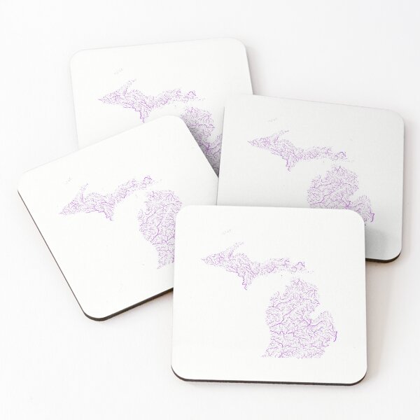 Item preview, Michigan River Basin Map in Rainbow Colours with White Background designed and sold by GrasshopperGeo.