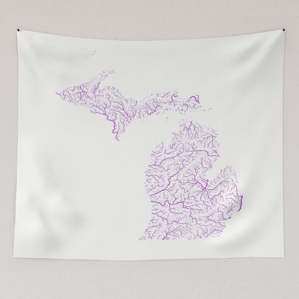 Item preview, Michigan River Basin Map in Rainbow Colours with White Background designed and sold by GrasshopperGeo.