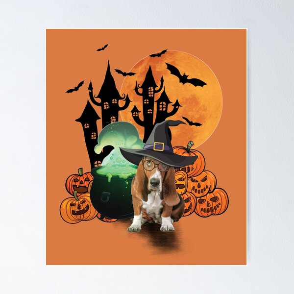 Made to Order Hand Painted Basset Hound Halloween Yard Art- buy Wizard Puppy 