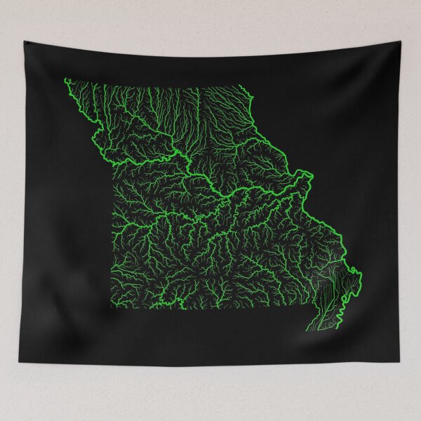 Item preview, Missouri River Basin Map in Rainbow Colours with Black Background designed and sold by GrasshopperGeo.