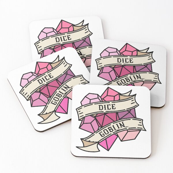 Item preview, Pink tone "Dice Goblin" tattoo style DnD dice designed and sold by CritHappensDice.