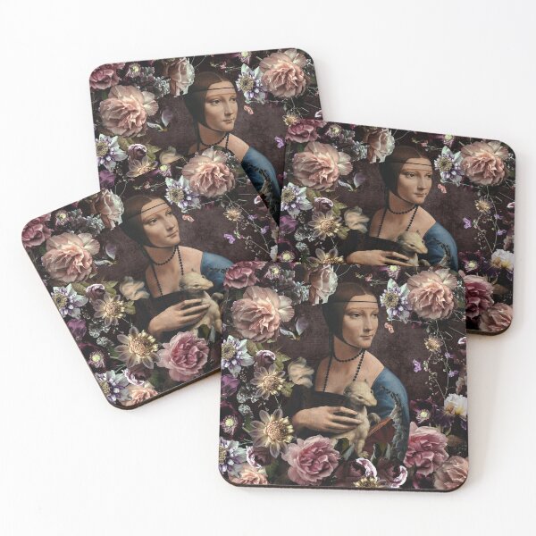 Item preview, Lady with an Ermine and flowers Botanical Night Garden Nightgarden designed and sold by UtArt.