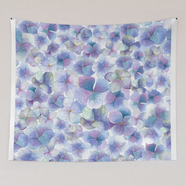 Item preview, Hydramgea flowers blossom watercolor allover romantic print designed and sold by likapix.