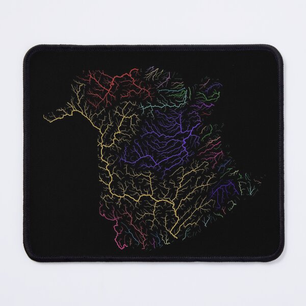 Item preview, New Brunswick River Basin Map in Rainbow Colours with Black Background designed and sold by GrasshopperGeo.