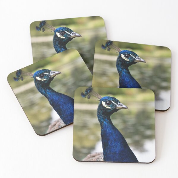 Item preview, Peacock portrait on the green backgraund designed and sold by Borinna.