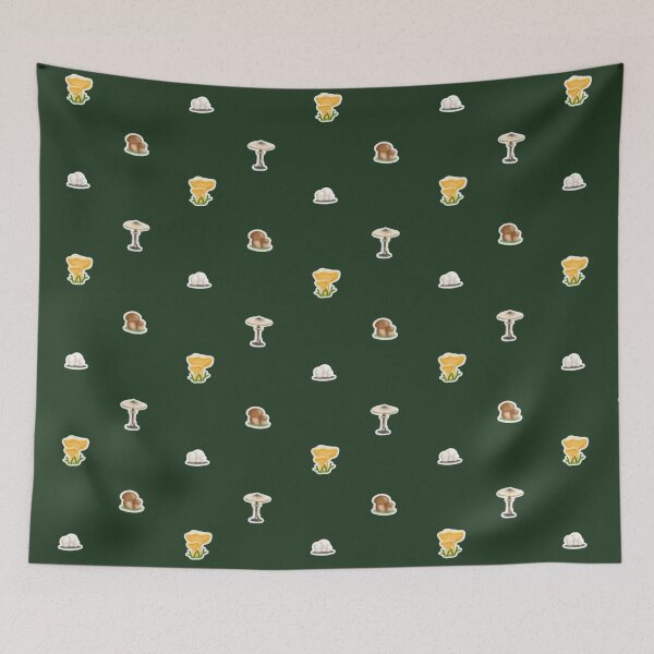 Item preview, Miniature Porcini, Chanterelle, Parasol and Button Mushrooms pattern designed and sold by drawingKatarina.
