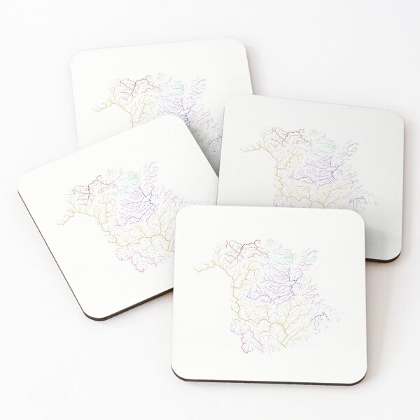 Item preview, New Brunswick River Basin Map in Rainbow Colours with White Background designed and sold by GrasshopperGeo.