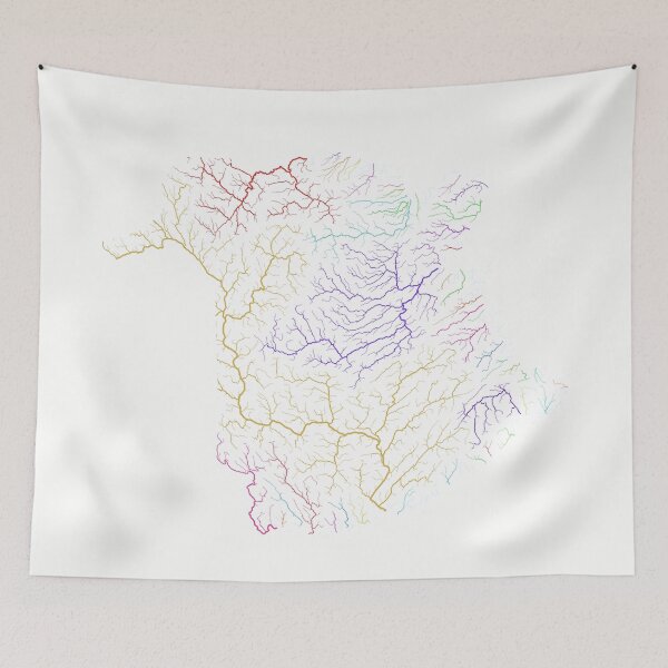 Item preview, New Brunswick River Basin Map in Rainbow Colours with White Background designed and sold by GrasshopperGeo.