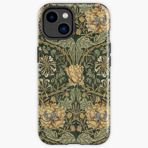 William Morris Honeysuckle & Tulip Emerald Green Gold Vintage Botanical Pattern iPhone Tough Case