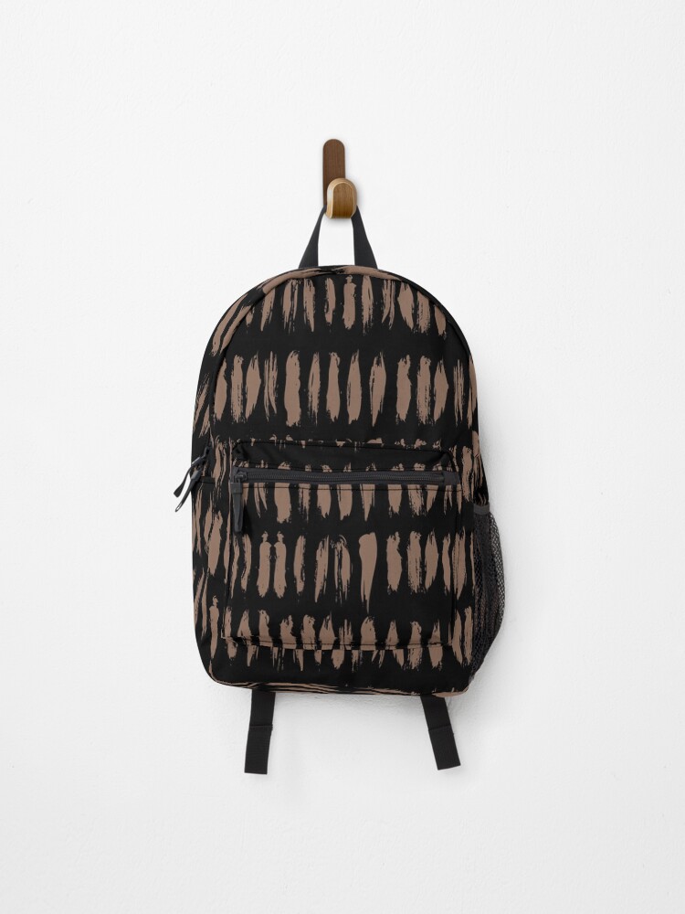 Thumbnail 1 von 3, Rucksack, Mid-tone Brown and Black Stripe Dash Lines Pattern Pairs Dunn & Edwards 2022 Color of the Year Art & Craft DET682 - Colour Trends - Hue - Shade designt und verkauft von ColorOfTheYears.