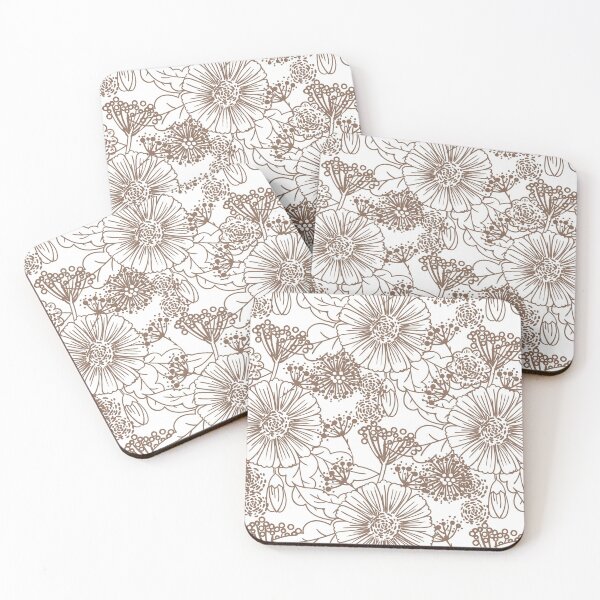 Artikelvorschau, Mid-tone Brown and White Hand Drawn Floral Pattern Pairs Dunn & Edwards 2022 Color of the Year Art & Craft DET682 - Colour Trends - Hue - Shade entworfen und verkauft von ColorOfTheYears.
