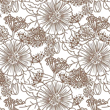 Vorschaubild zum Design Mid-tone Brown and White Hand Drawn Floral Pattern Pairs Dunn & Edwards 2022 Color of the Year Art & Craft DET682 - Colour Trends - Hue - Shade von ColorOfTheYears