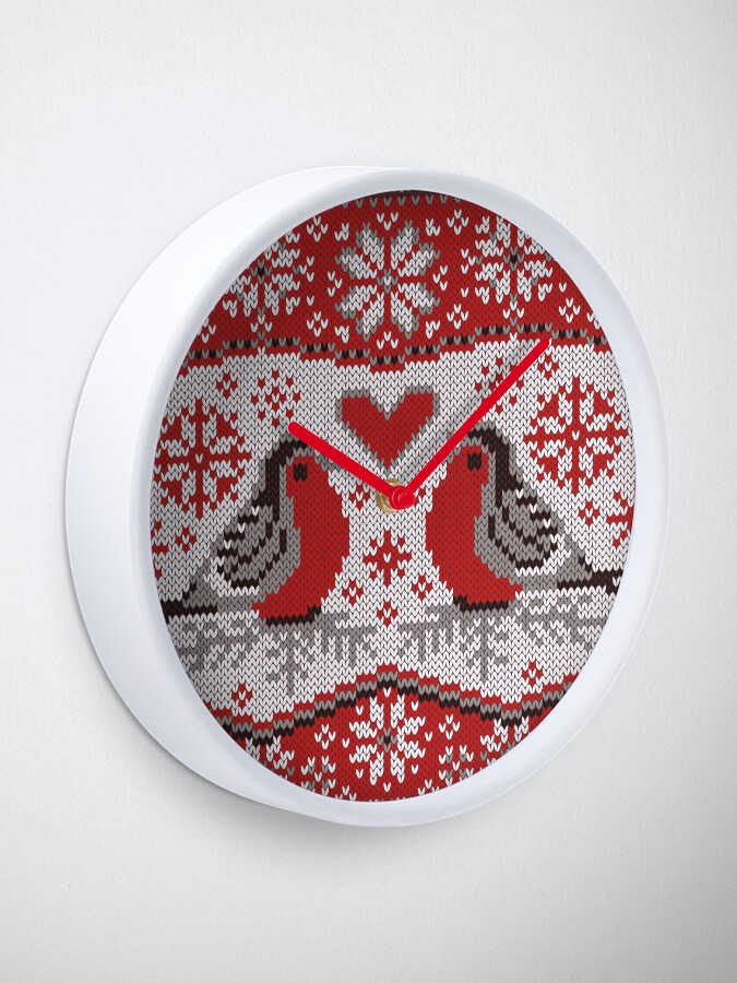 Aperçu 1 sur 4. Horloge avec l'œuvre Bouvreuils Jacquard créée et vendue par olgart.